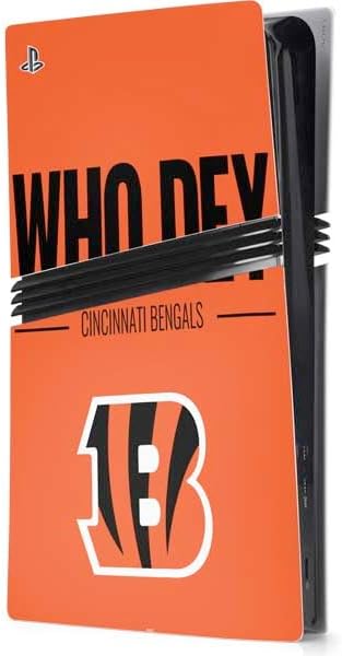 Skinit Decal Gaming Skin Compatible with PS5 Pro Console - Officially Licensed NFL Cincinnati Bengals - Alternate Distressed Design