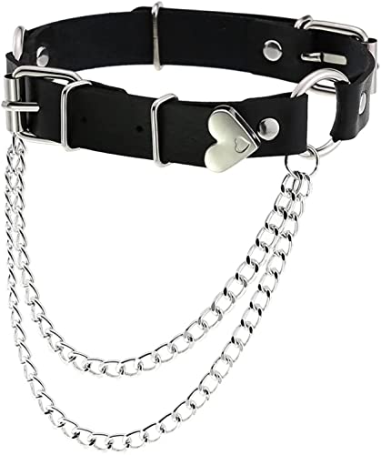 ROLOL Unisex Choker mit Glöckchen Anhänger PU Leder Halsband Punk Halskette Schmuck stylisch Accessoires -Halsbänder Cover
