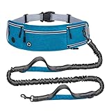 Tressify Anti-Shock Hands Free Dog Leash with Bungee, Multifunctional Waist Bag, Reflective, Adjustable for Jogging, Walking, Hiking, in Blue