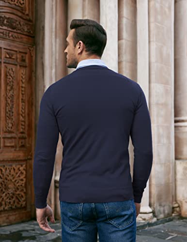 Coofandy Men'S Fitted Sweater V Neck Ribbed Fashion Long Sleeve Winter Pullover Blue thumb #3