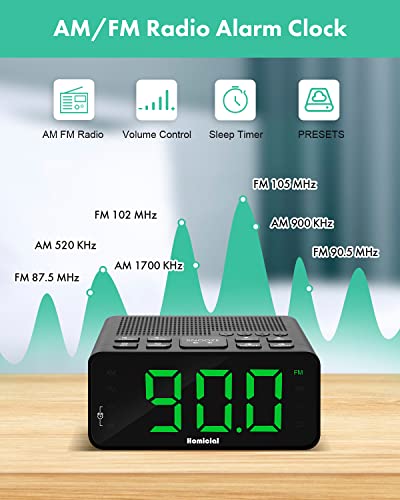 Digital Alarm Clock Radio, Alarm Clocks For Bedrooms With Am/Fm Radio, Sleep Timer, Dimmer, Easy Snooze, Battery Backup - 0.6" Green Led Digits #TOP2