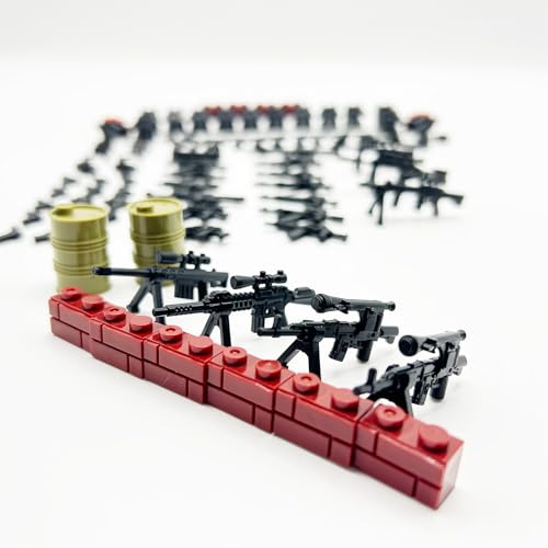 Image of 108 Pcs Military Guns & Weapon Pack, Bricks Accessories for Army Minifigure Block Toys, Soldier Equipment Shields for Army Soldiers Set Building Block Kits
