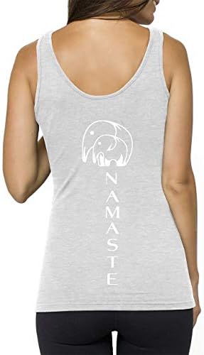 Yoga Tank Tops Organic Cotton Moon, Namaste & Evolution Yoga Top for Women, Grey, Medium