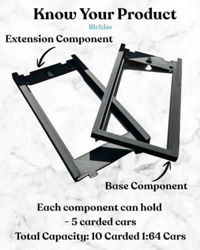Image of Hot Wheels Wall Display System | Black | Modular Wall Hanger for Regular & Premium Carded 1:64 Diecast Cars | Expandable Wall-Mount Organizer (Value Pack [ Base 1pc + Extension 2pcs ])