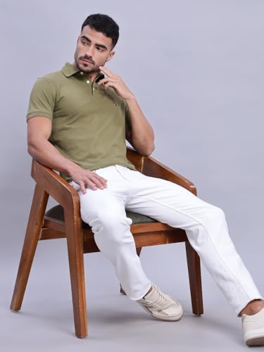 Image of Solid Slim-Fit Cotton Polo T-Shirt