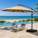 DoCred 10FT Cantilever Offset Patio Umbrella with Base Included, Beige