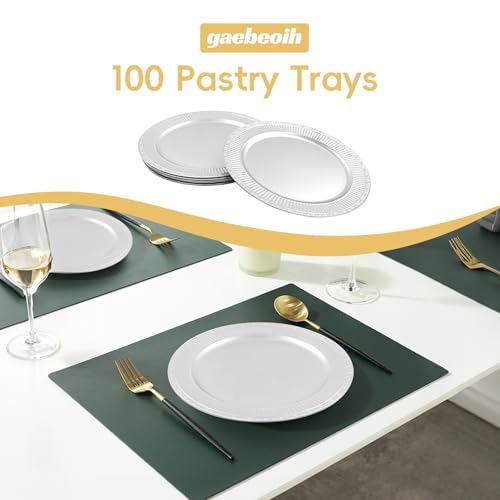 Platos decorativos redondos plateados 13 in 100 piezas miniatura 7