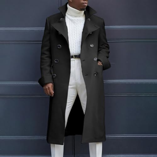 SAMST Mens Trench Coat Wool Blend Long Coat Double Breasted Pea Coat Casual Slim Fit Jacket Warm Winter Overcoat with Pocket4