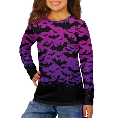 Girls Crew Neck T-Shirt Long Sleeve Casual Loose Tee Breathable Cartoon Comfy Plus Size Top 3-16Years3