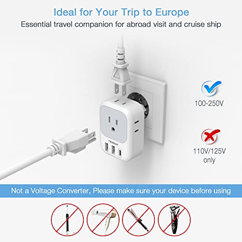 Tessan WD-R1203U 2 Pack European Travel Plug Adapter Usb C thumb #4