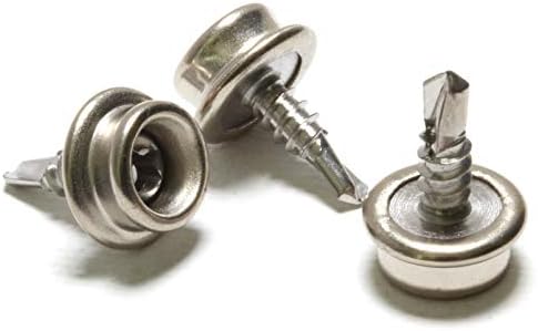 Boat Canvas Snaps 3/8" Inch Diameter, 8 x 1/2" Stainless Steel Screw (20 Pack), Corrosion Resistant Deep Cut Drive Coarse Threads Stud Snap by Bolt Dropper.