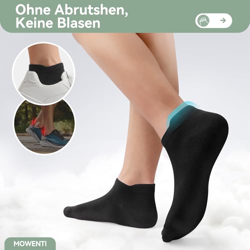 Mowenti 10 Paar Sneaker Socken Herren Damen Kurze Sportsocken Atmungsaktive Laufsocken Unisex Sneakersocken Schwarz 39-42