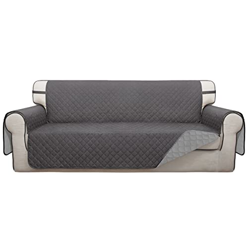 ISSUNTEX Double Protection 100% Waterproof Sofa Covers for Living Room, Reversible Couch Covers for 3 Cushion Couch Sofa, Furniture Protector Sofa Cover for Pets (X Large, Gray/Light Gray)