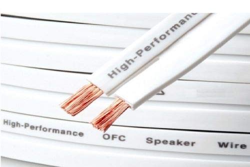 Electrosmart 15m Low Profile Flat White Oxygen Free Copper OFC Loud Speaker Cable - Multi-Strand 158 (2x 79 Strand) - Outside Dimensions Of Cable: 1.7mm X 10mm - View #4