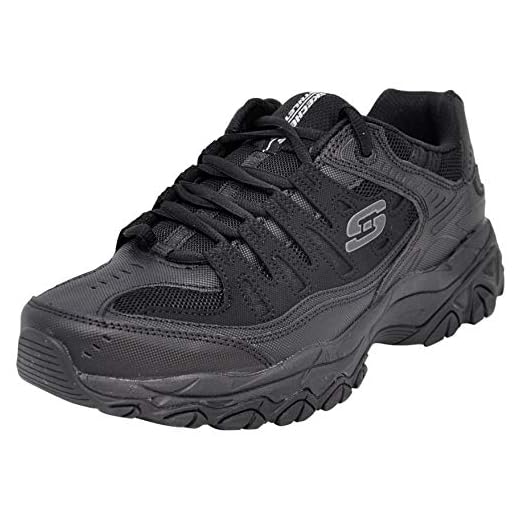 Skechers Men Afterburn Lace-Up Sneaker, Black/Black, 9.5 M US