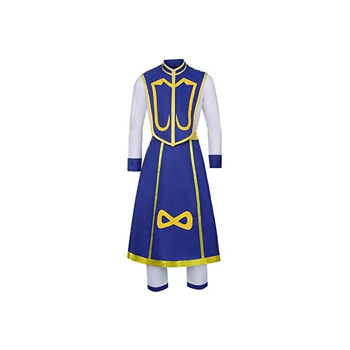Kurapika Cosplay Kostüm Komplett-Set (Blau) – Inkl. Weste, Hemd, Hose, Ohrringe, Ketten & Ring | Perücke Optional