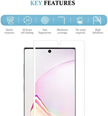 apiker 4 Pack Compatible with Samsung Galaxy Note 10 Plus Screen Protector, Soft TPU Film Support Fingerprint Sensor, Maximum Coverage, Case Friendly, Not Wet Applied