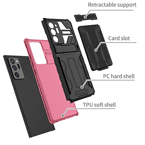 Asuwish Phone Case for Samsung Galaxy Note 20 Ultra Glaxay Note20 Plus 5G with Screen Protector Cover and Slim Card Holder Stand Cell Gaxaly Notes 20Ultra Note20+ U + 20+ Twenty Not S20 Men Pink by Asuwish - Image 7