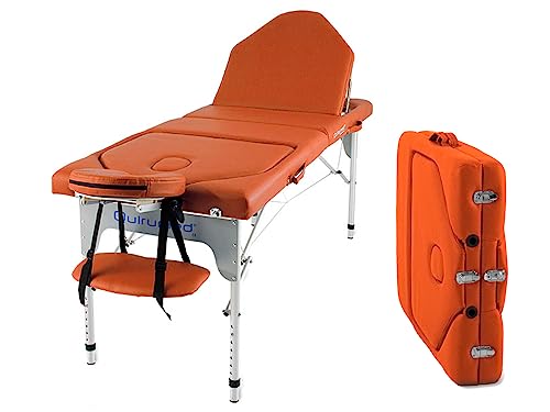 Table pliante portable et légère orange pour soins esthétiques à domicile