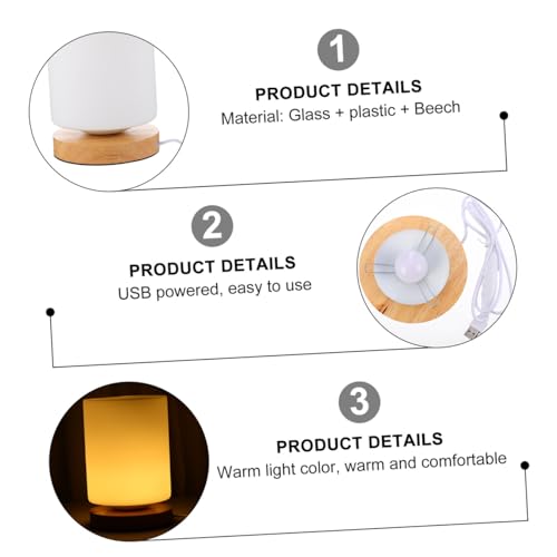 Lámpara de noche LED de madera con carga USB y control táctil miniatura 4