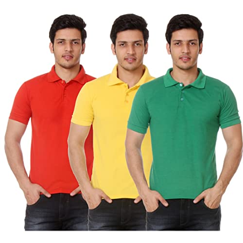 Image of Amazon Brand - Nora Nico Men's Cotton Pique Half Sleeves Solid Polo T Shirts-Pack of 3