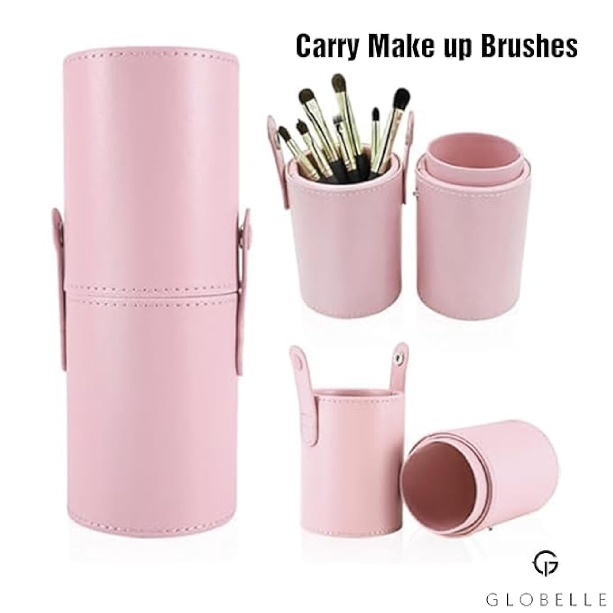 Leather Makeup Brush Holder with Lid, Travel Organizer