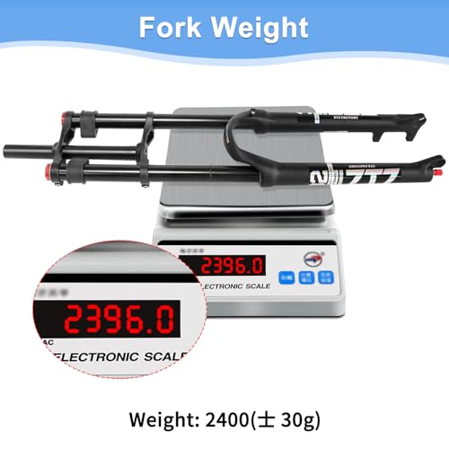 ZTZ 26/27.5/29 inch Mountain Bike Air Suspension Fork,Rebound Adjustment,180mm Travel,QR 9x100mm, 1-1/8 Straight Steerer, Ultralight Double Shoulder Design Front Fork for XC/AM MTB (Black, 26 inch) by ZTZ - Image 5