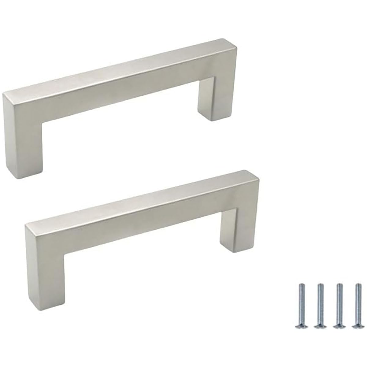 Poignées carrées en acier inoxydable 96mm pour tiroir de meuble et placard de cuisine argent