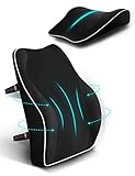 Ergonomisches RückenKissen aus Memory Foam, Travel Ease Lendenkissen für Bürostuhl, Autositz, Rollstuhl, mit Antistatischem, hautfreundlichem Bezug und für eine Bequeme Sitzhaltung (Schwarz)