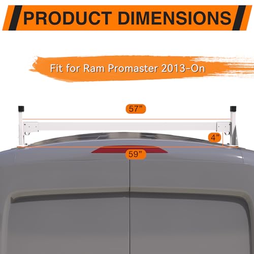 Image of Steel Cargo Van Roof Ladder Rack Fit for RAM ProMaster 2013-2026 White 2 Bars