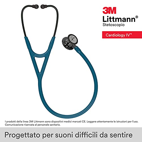 Image of 3M Littmann Cardiology IV Diagnostic Stethoscope,6234,More Than 2X as Loud,Weighs Less,Stainless Steel High Polish Smoke-Finish Chestpiece,27 inch Caribbean Blue Tube,Mirror Stem,Smoke Headset (Pack of 3)