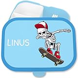 Brotdose Kinder Campus für Mepal - Dabbing Skelett Skateboard | Dab Skelett Skater Cool - 750 ml - Blau