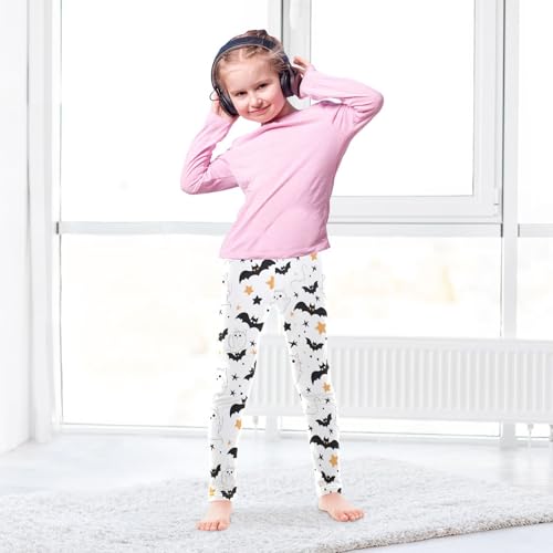 Cute Halloween Ghost Cat Bats Girls Leggings Soft Stretch Workout Yoga Dance Pants for Kids Casual Tights4
