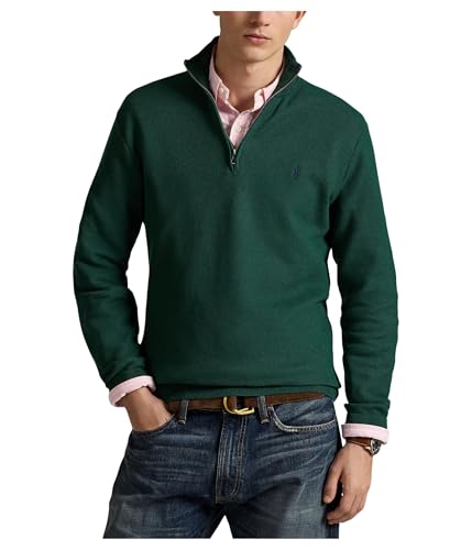POLO RALPH LAUREN Men's Mesh-Knit Cotton 1/4 Zip Sweater