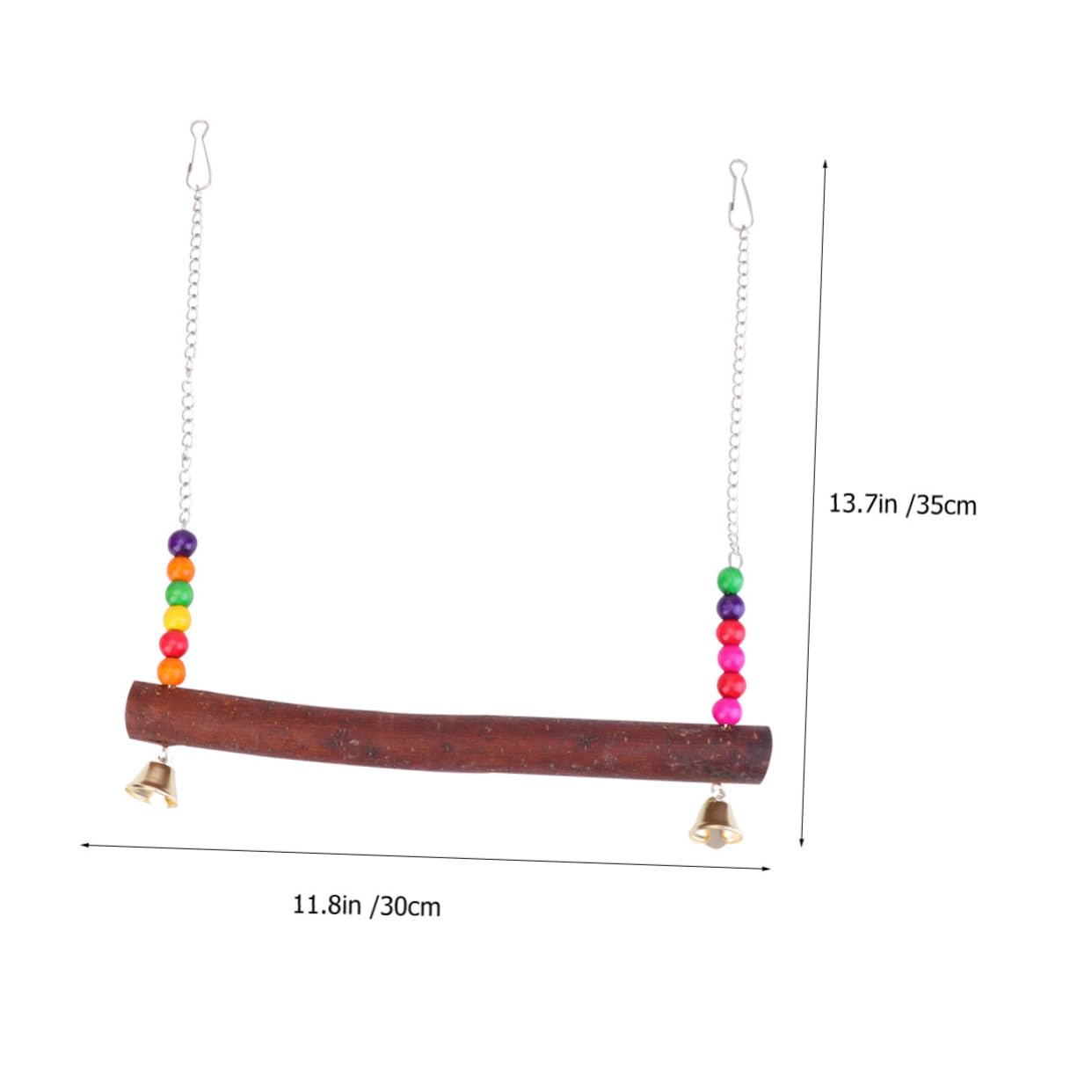 Abaodam Parrot Wooden Swing for Birds Fashion Hanging Suspension Bridge with Cute Bells Safe for Pet Feet for African Grey Macaw Cockatoos Random Bead Colors