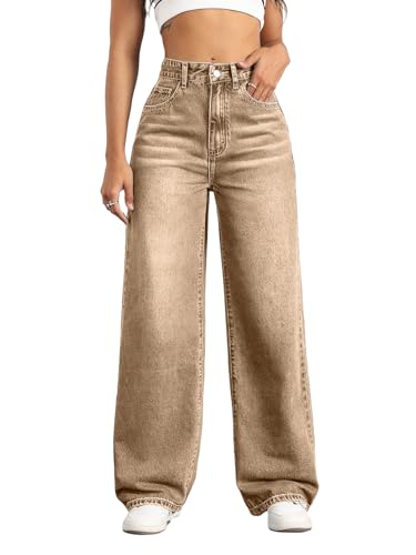 Image of Straight Leg Jeans for Women High Waisted Wide Leg Denim Pants