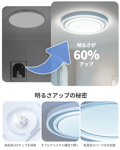 Antree LEDシーリングライト 16~18畳 8000lm 60w おしゃれ 調光調色 豆電球常夜灯 天井照明 リモコン＆アプリ操作対応