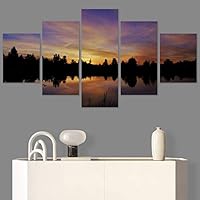 SIGNWIN 5 Panel Canvas Wall Art Reflected Sunset for Home Decorations Ready to Hang - 60