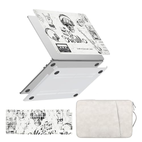 Carcasa MacBook Air 13 M4 M3 M2 con diseño calavera musica funda rígida y protector