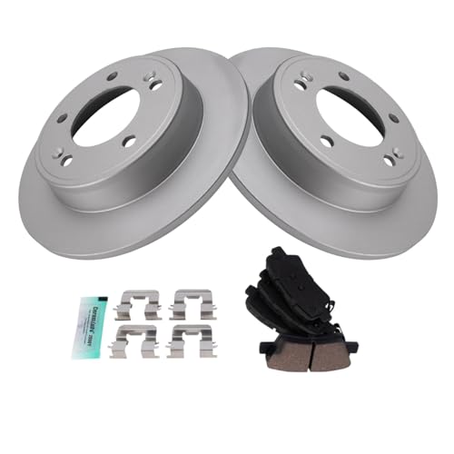 Image of TRQ Rear Brake Pad and Rotor Set Ceramic Coated Rotors Compatible with 2019-2022 Kia Forte