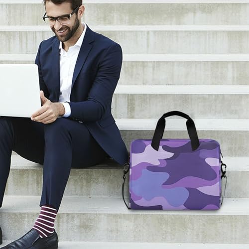 Funda para laptop 15.6" morado camuflaje con asa y correa miniatura 3