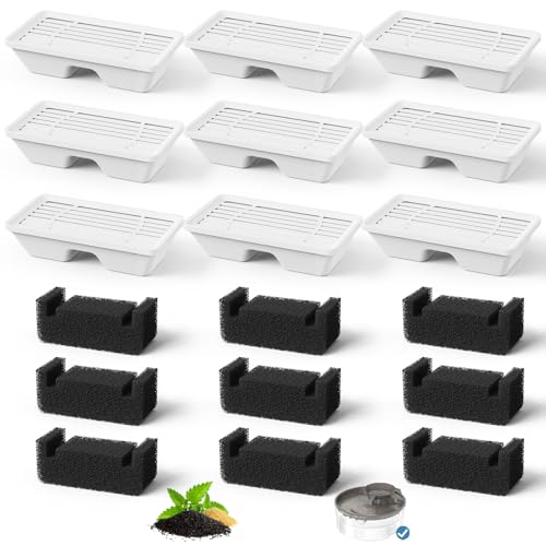 Dog Water Fountain Filter for 170oz/5L Pet Water Dispenser,9 Pack pet Fountain Filter Replacement, Supersuki Multiple Filtration Dog Water Filter Replacement(9 Filters & 9 Sponges)