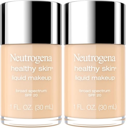 Neutrogena Healthy Skin Liquid Makeup Foundation, Broad Spectrum SPF 20 Sunscreen, Lightweight & Flawless Coverage Foundation with Antioxidant Vitamin E & Feverfew, Natural Beige, 1 fl. oz (Pack of 2)