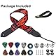 BetterJonny Gitarrengurt, Verstellbarer Gitarren-Gurt Gitarrenband Guitar Strap mit Lederenden Plektrum Knöpfe Gitarrenhals Gurt für E-Gitarre Akustikgitarre Bass, Flamme