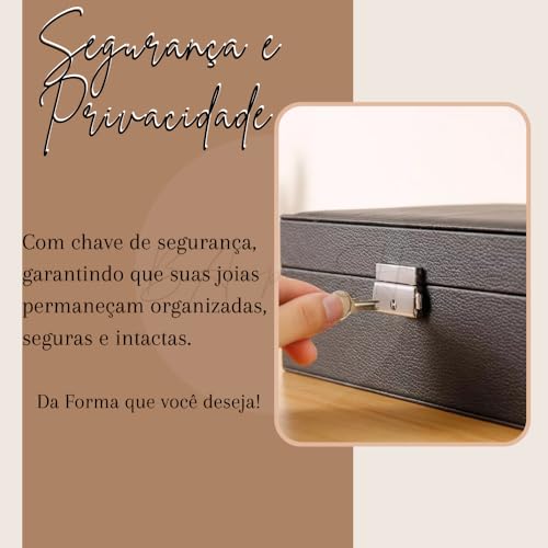 Porta Joias Organizador Maleta Camada Dupla - Armazenamento Premium para Colares, Brincos e Anéis, T