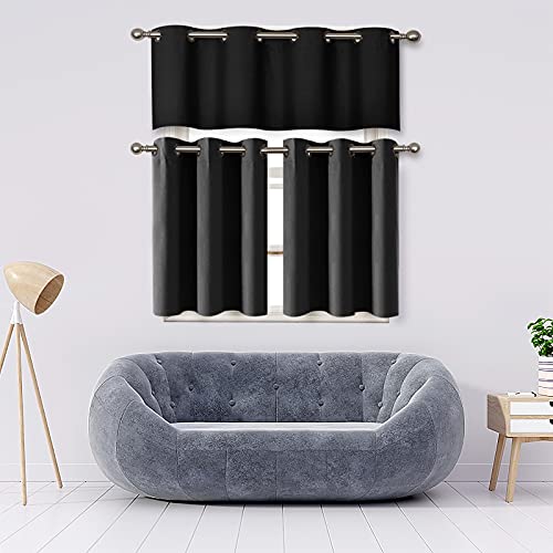 Mrtrees Blackout Valance Curtains, Short Kitchen Curtain Valances Tiers, Triple Weave Grommet Bathroom Small Window Topper Treatments For Living Room/Bedroom/Basement thumb #5