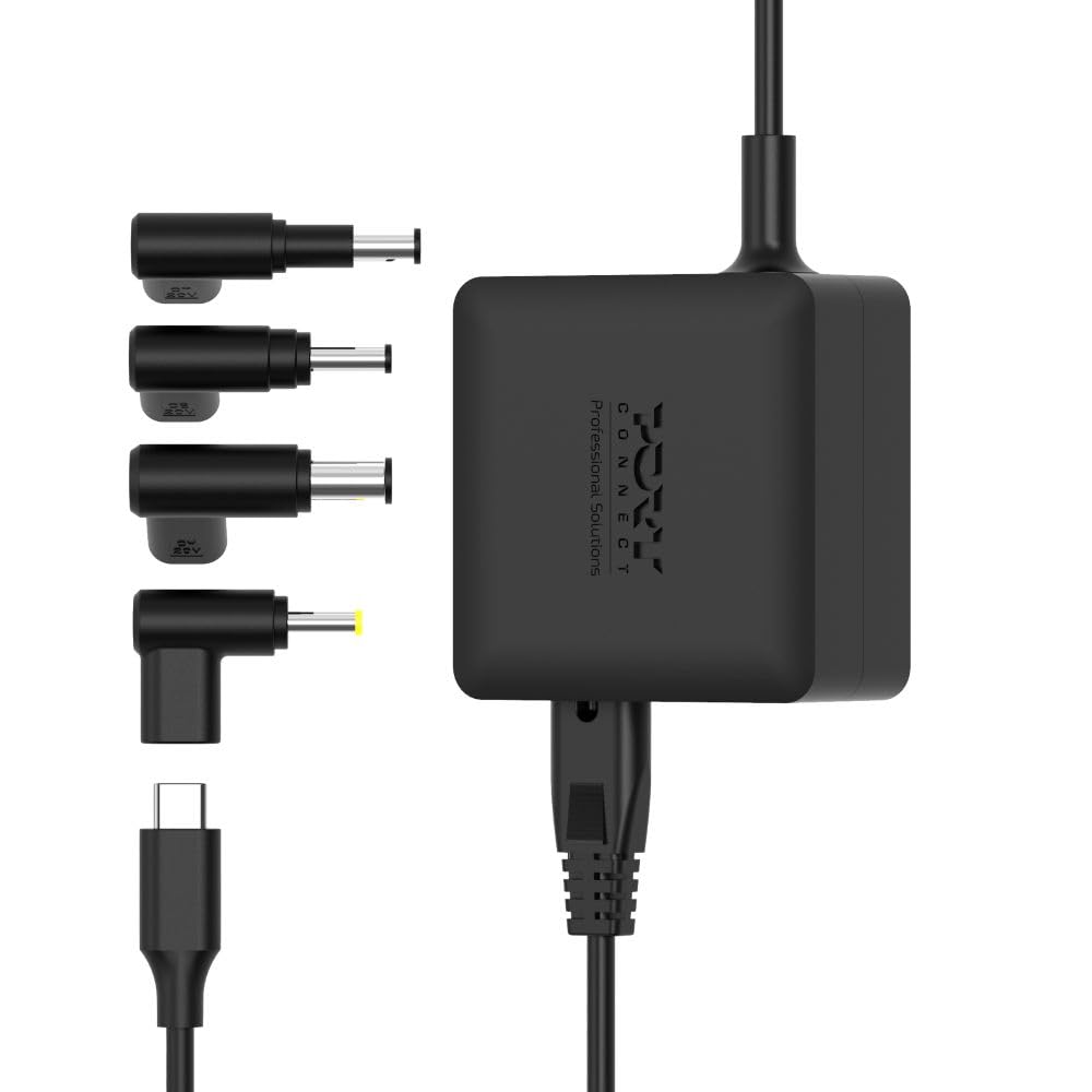 PORT Designs Alimentation PC GaN2 USB-C pour Ordinateur Portables avec Embouts dédiés (65, Watts)