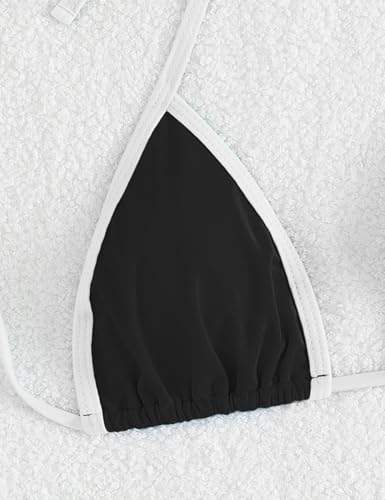 Image of Tainehs Women's Sexy Halter Thong Bikini Tie Two Sides Bottom Triangle Bikini Swimsuits