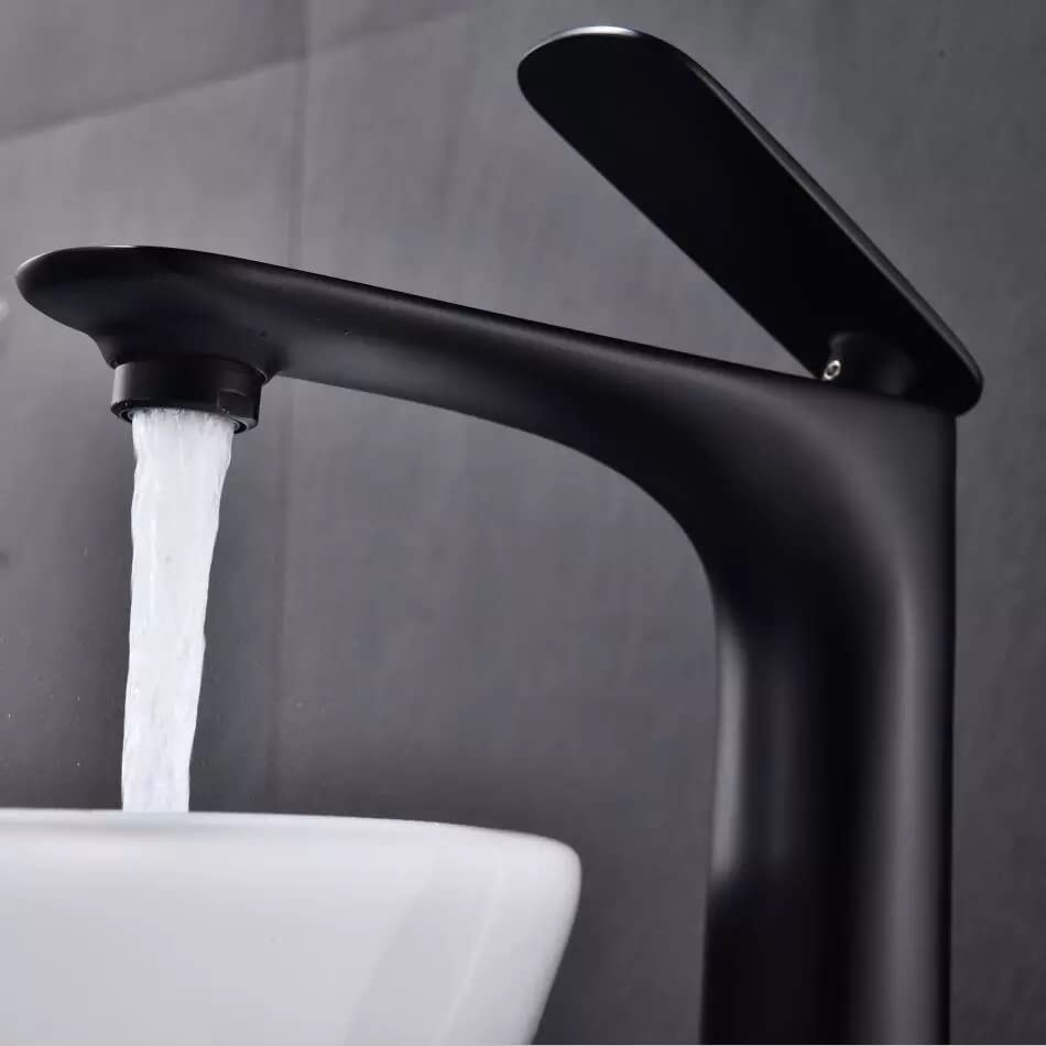 Image of Marcoware Brass Heavy Duty Single Lever Basin Mixer with Hot & Cold Connection Pipes (Black)