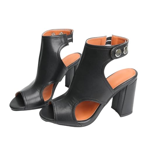 Heels for Women Peep Toe Booties Dressy Sandals Block heel Gliadiator Shoes